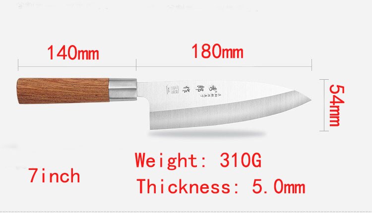 Japansk deba fiskehovedkniv laksekniv sashimi sushi madlavning fileteringsknive sushikløver laksudskæring småskrælning: 180mm