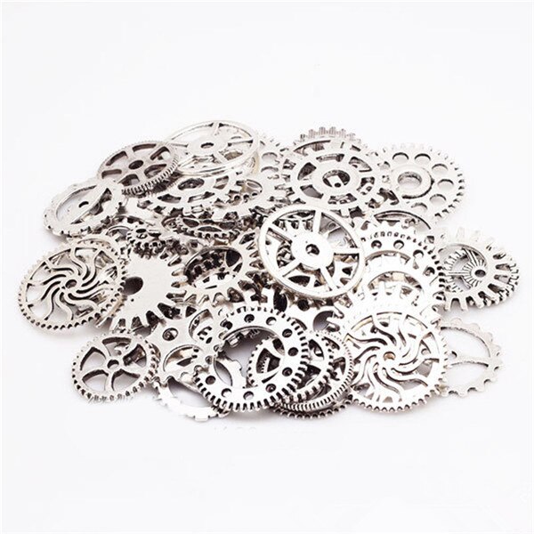 100g Vintage Steampunk Wrist Watch Parts Gears Wheels Steam Punk Lots of Pieces DIY Jewelry Making Findings 12-40mm: Silver