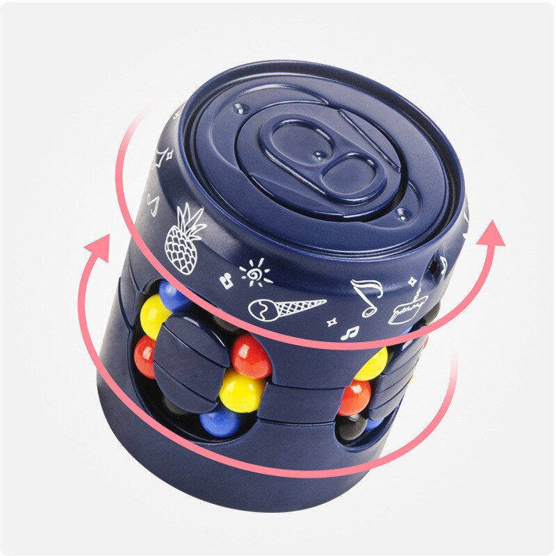 Fidget Rotatable Colorful Magic Cube Decompression Toys Children and Adult Reversible Educational Toys Magic Bean for Kids: Navy Blue