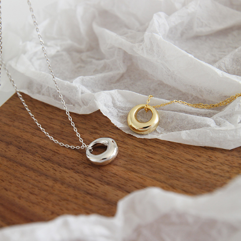 F.I.N.S S925 plata esterlina geométrica pequeño círculo redondo clavícula collar colgantes para mujeres joyería fina minimalista