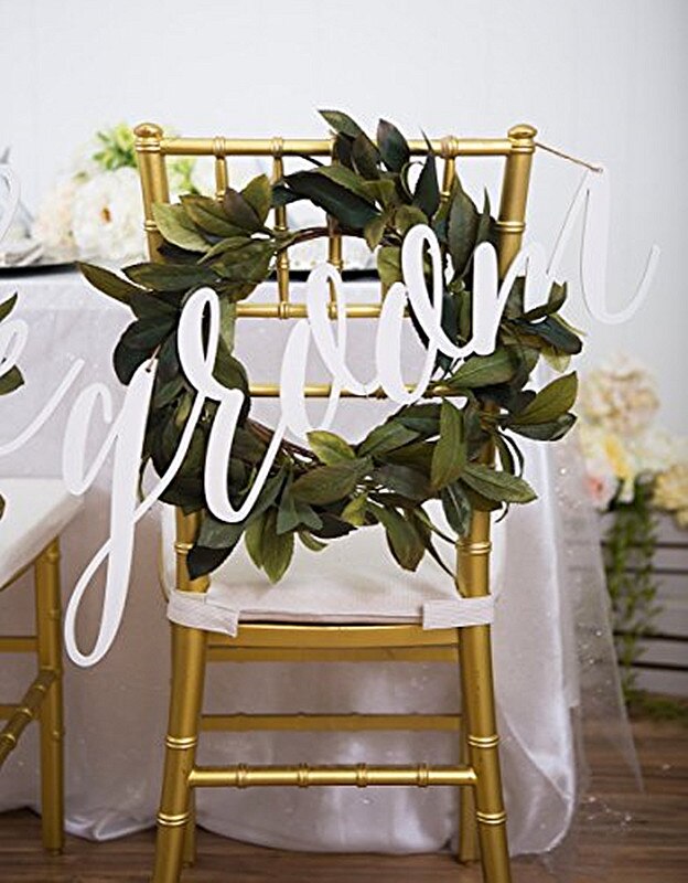 2 stk / lot brudeparret stolskilte til bryllup, hængende stolskilt til dekoration af bryllupsstol