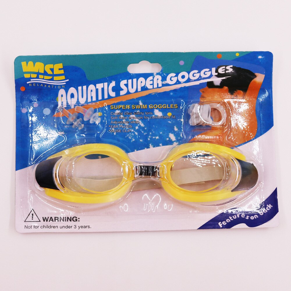 Universal Swimming Goggles for Adults Women Men Waterproof Swimming Goggles Diving Goggles with Earplugs Nose Clip: yellow