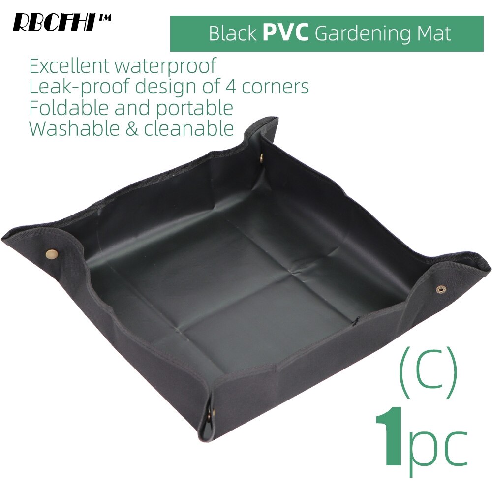 Planten Mat Pvc Pe Tuinieren Verpotten Mat Vierkante Waterdichte Opvouwbare Transplanteren Tarp Bloem Oppotten Pad Indoor Verwijdering Bodem: Black - PVC / 100x100cm