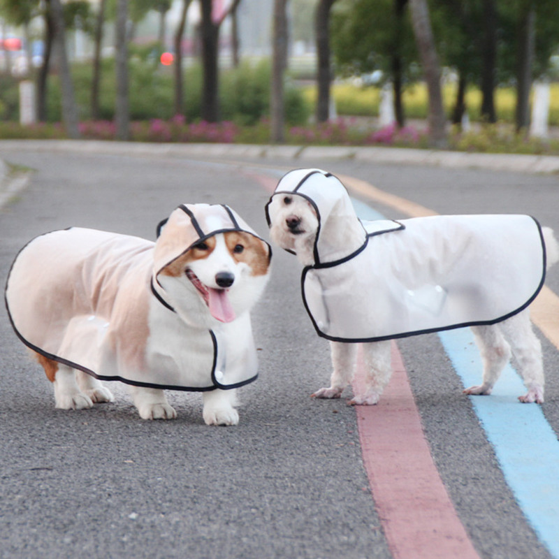 Waterproof Dog Raincoat With Hood Transparent Pet Puppy Cat Dog Rain Coat Cloak Costumes Out Clothes For Small Medium Large Dogs