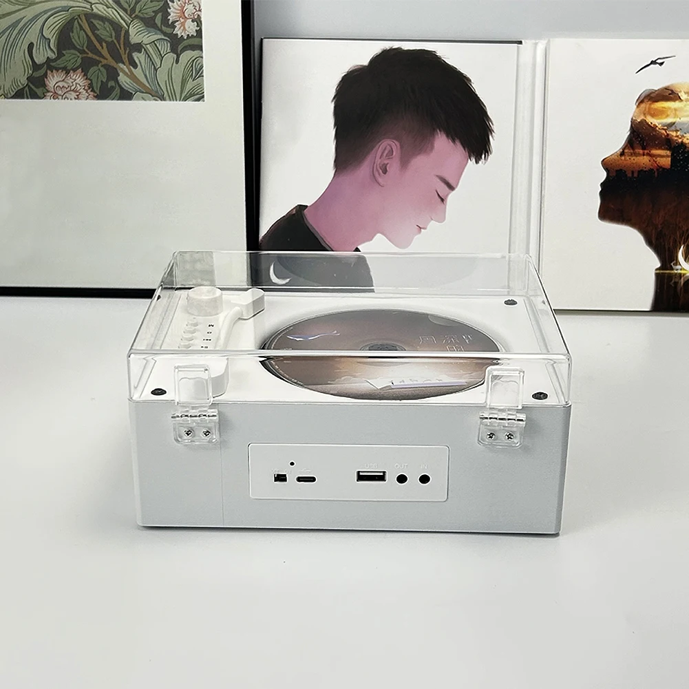 Retro CD Player Rechargeable Wireless Bluetooth 5.0 Speaker Portable Home Music Player USB 3.5mm AUX Desktop CD Player for Phone