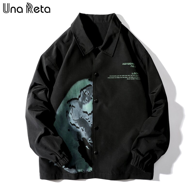 Una Reta Jassen Mannen Hip Hop Geborduurde Tekst Jacket Jassen Casual Single-Breasted Coaches Jacket Streetwear