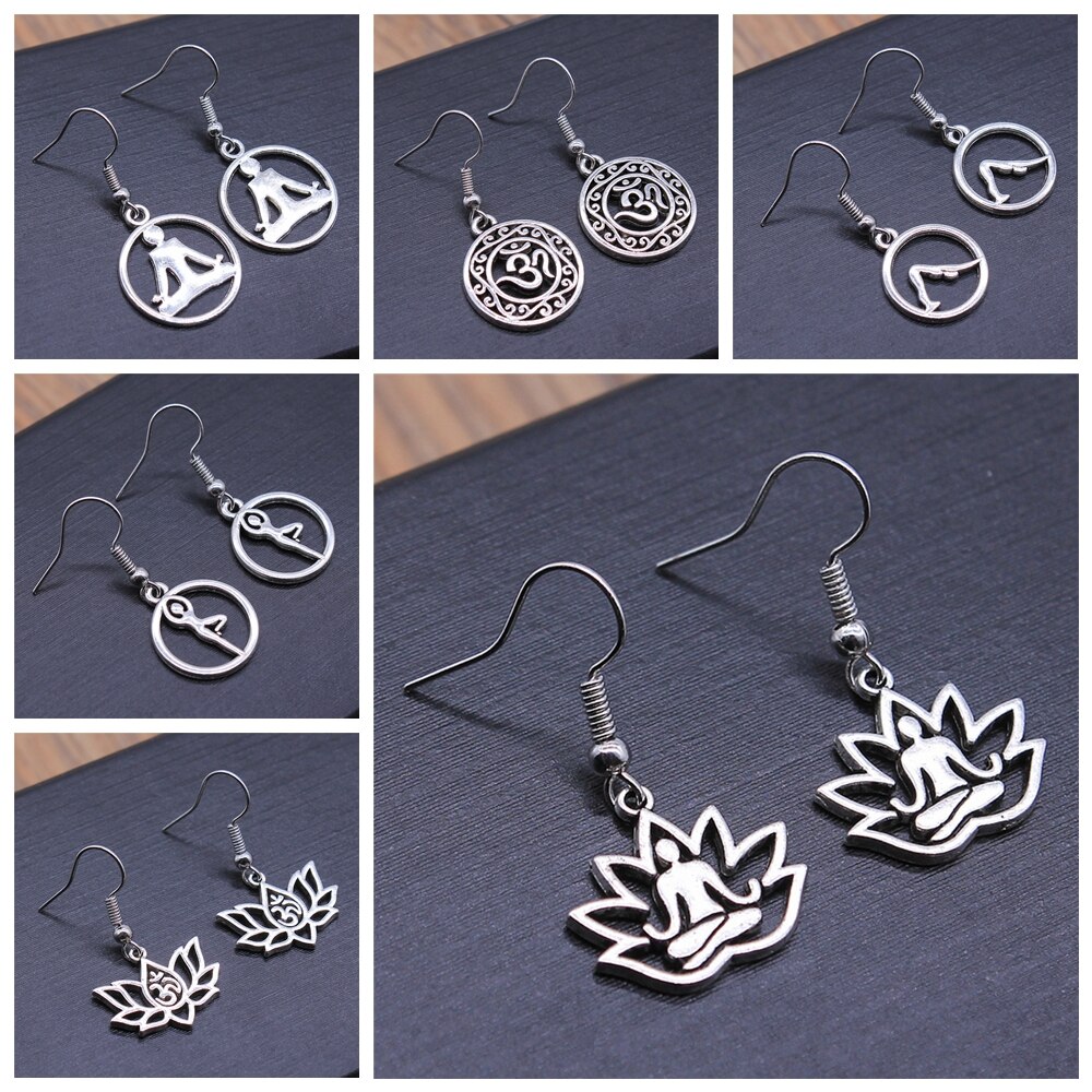 Om tecken yoga symbol örhängen yoga om symbol zen buddhism glasörhängen för kvinnor smycken
