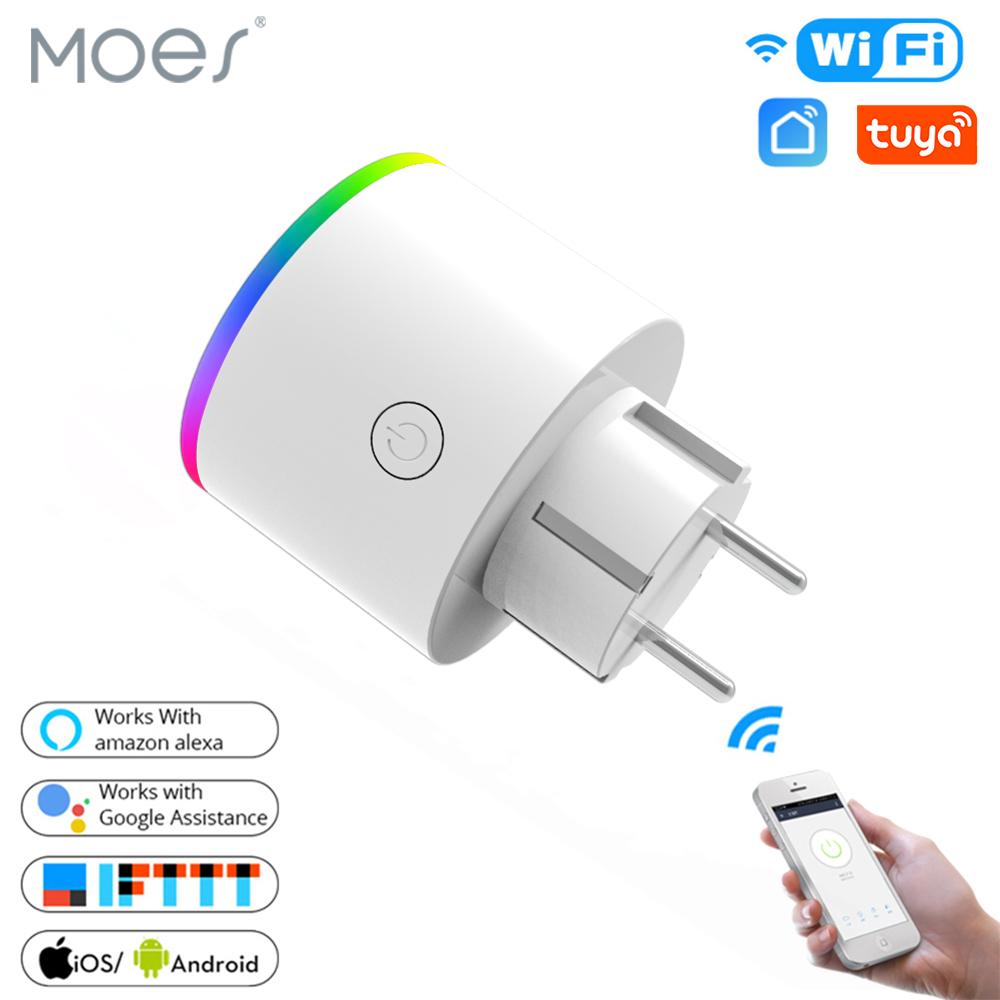 Wifi smart plug rgb draadloos stopcontact smart life/tuya app afstandsbediening werkt met alexa google home geen hub nodig