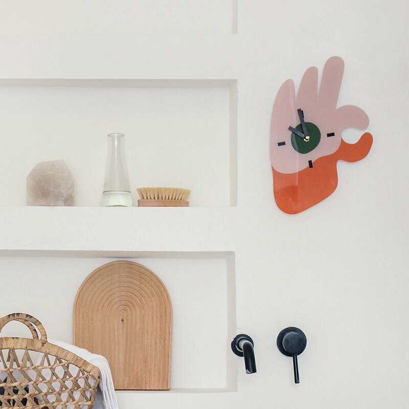 Relojes de pared acrílicos con flores para el hogar, accesorio tipo de mano para colgar en la pared, cocina, sala de estar, estudio, reloj para decoración de pared