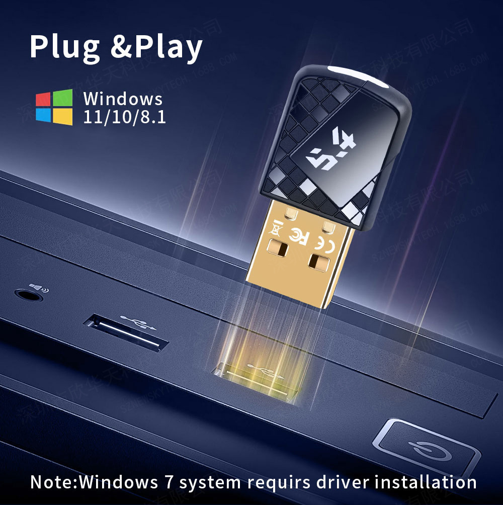 USB Bluetooth Adapter Dongle Bluetooth 5.4 for PC Laptop Speaker Audio Receiver Wireless Mouse Keyboard USB Transmitter