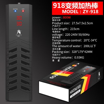 Aquarium verwarmingsstaven ptc temperatuurregelaar aquarium led-display digitale verwarming explosieveilige water lcd verwarmingsstaaf: Klassiek-ptc -800w