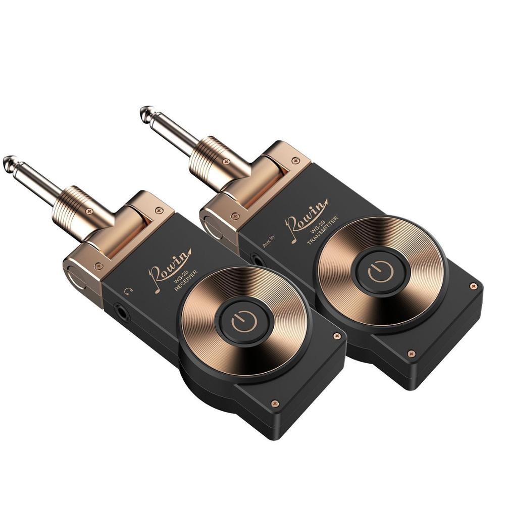 Rowin 2.4G Rechargeable Wireless Guitar System Transmitter Receiver for Electric Guitar Bass with Rechargeable Battery