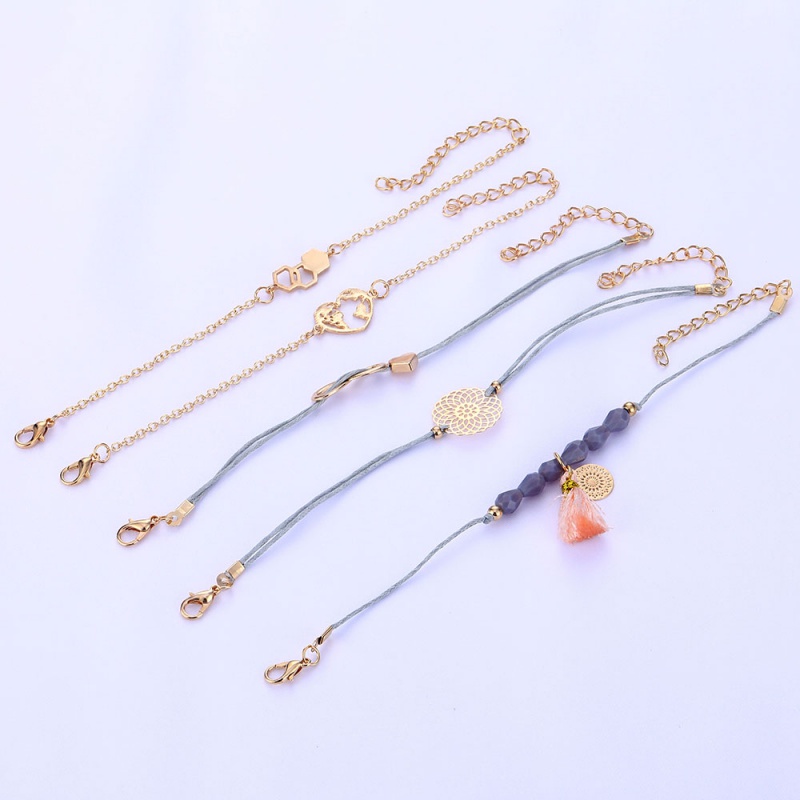 Neue Schmuck 8 Wort Herz Handgemachte Seil Perle Kette Gold Armbinde Neue Persönlichkeit Quaddel Karte Hexagon Geometrie 5 Teile/satz Armbänder