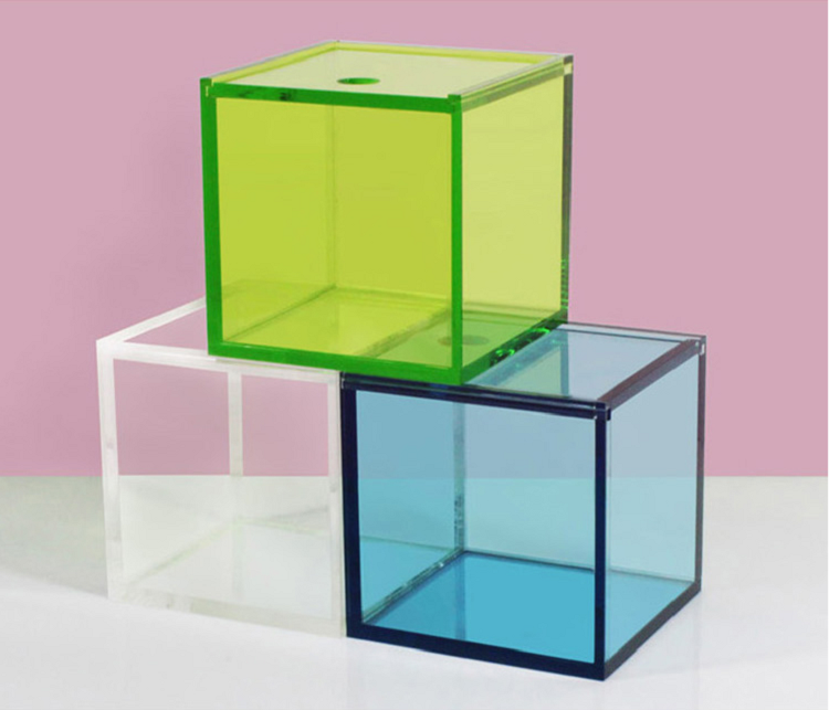 Kleurrijke Translucent Acryl Display Box Vierkante Kubus Voor Bureau/Home Decor, Snoep Sieraden Accessorie Storage Case