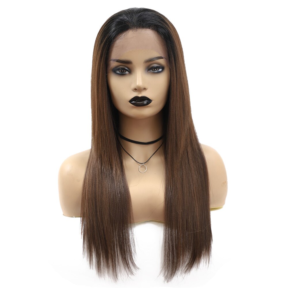 Soku sort brun farve syntetiske blonde front parykker naturlig lige langt hår paryk 22 inches gratis del paryk til sorte kvinder: Op430