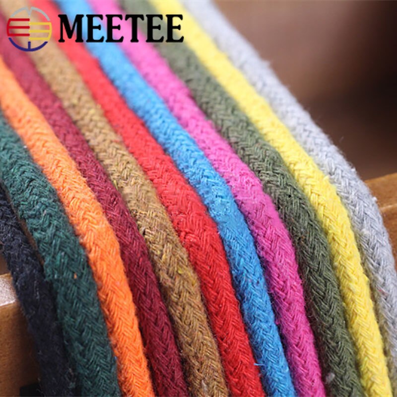 Meetee 20M 5mm gewebte Baumwolle Seil 16 Stränge Feste Schnur für Hosen Taille Starken Seil Bekleidungs Handtasche DIY handwerk handgefertigt Zubehör