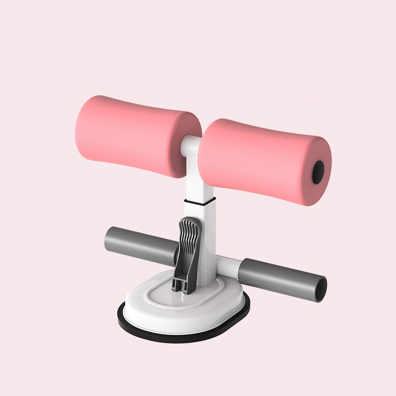 Sit-up bar buikspiertraining fitness sit-up assistent hulpmiddel thuisgym stretchapparatuur zelf-aanzuigend sit-up apparaat: Roze-wit