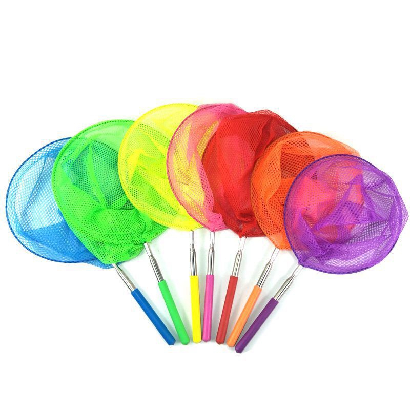 Red de pesca retráctil para niños, malla de nailon plegable de acero inoxidable para exteriores, insectos, mariposas y libélulas
