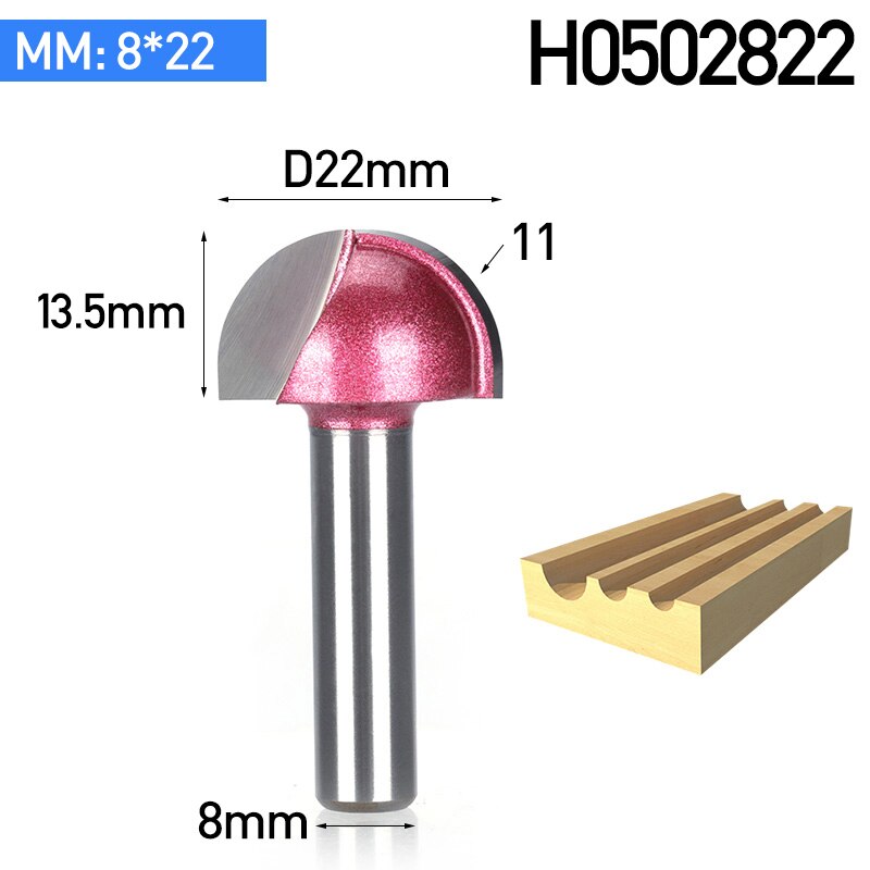 HUHAO 1pc Shank 8mm Radius Round Grooving Cove Box Bit CNC Round Nose Router Bits For Wood Industrial Grade Woodworking Endmill: 8x22mm