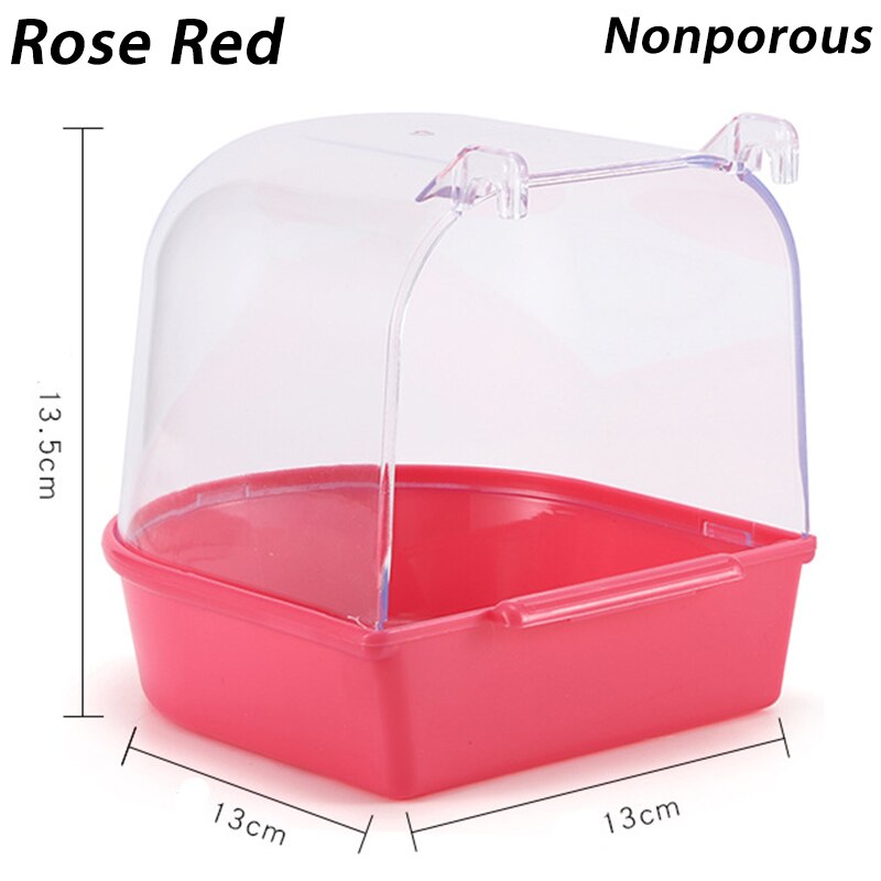 Cube de bain à oiseau suspendu, baignoire pour perroquet, boîte de douche, Cage, accessoire pour petit oiseau, canari, Budgerigar, Cockatiel, accessoires pour animaux de compagnie: Rose Red-Nonporous