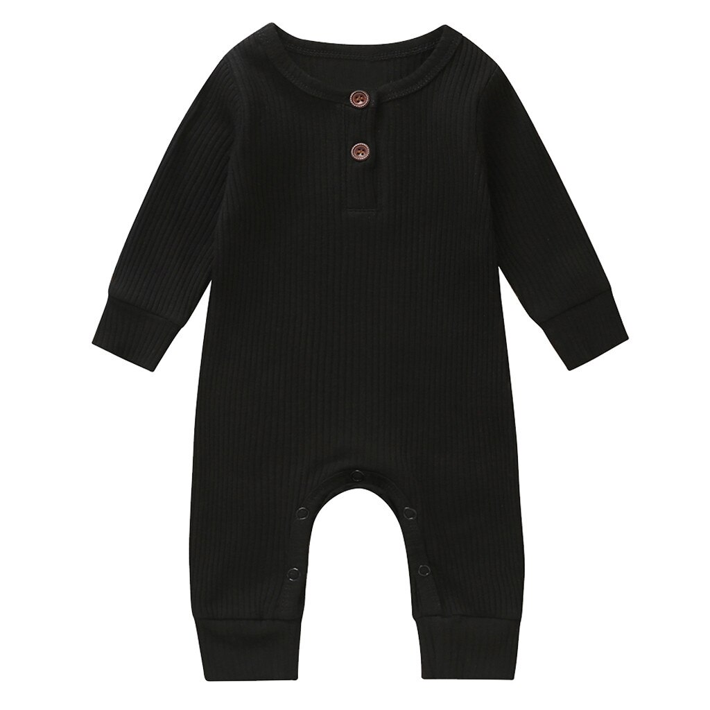 Neue Neugeborene Jungen kleidung Mädchen sommer Herbst Kleidung Einteiliges Strickte Feste Lange Hülsenspielanzug Gesamt Kleidung Outfit: Schwarz / 6m
