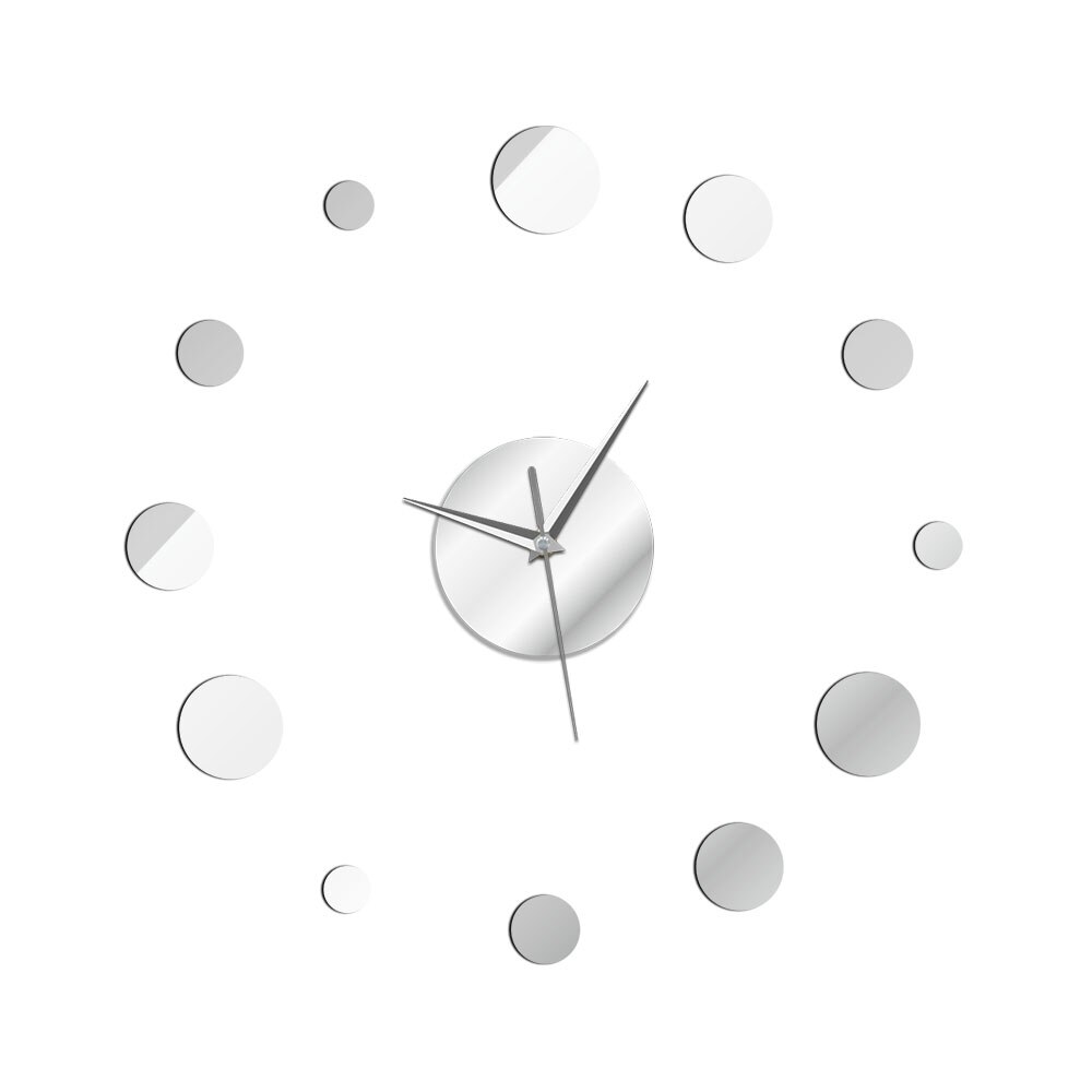 Runde Reloj De gekürzt Uhr Spiegel Acryl Wohnkultur DIY Einfache Rahmenlose Riesen Wanduhr Moderne Uhren 3d Aufkleber: Silber- / 47Zoll