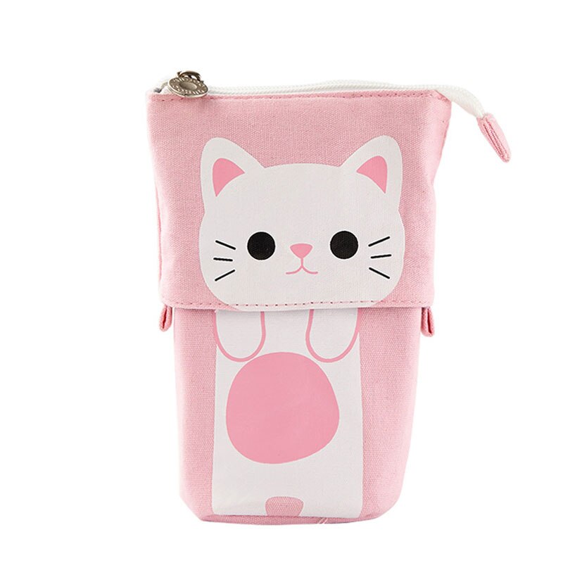 Leuke Schaalbare Potlood Tas Kawaii Kat Dieren Pen Case Rits Zakje Voor Scholieren Pen Zakken Doos Voor Briefpapier XA7H: Pink