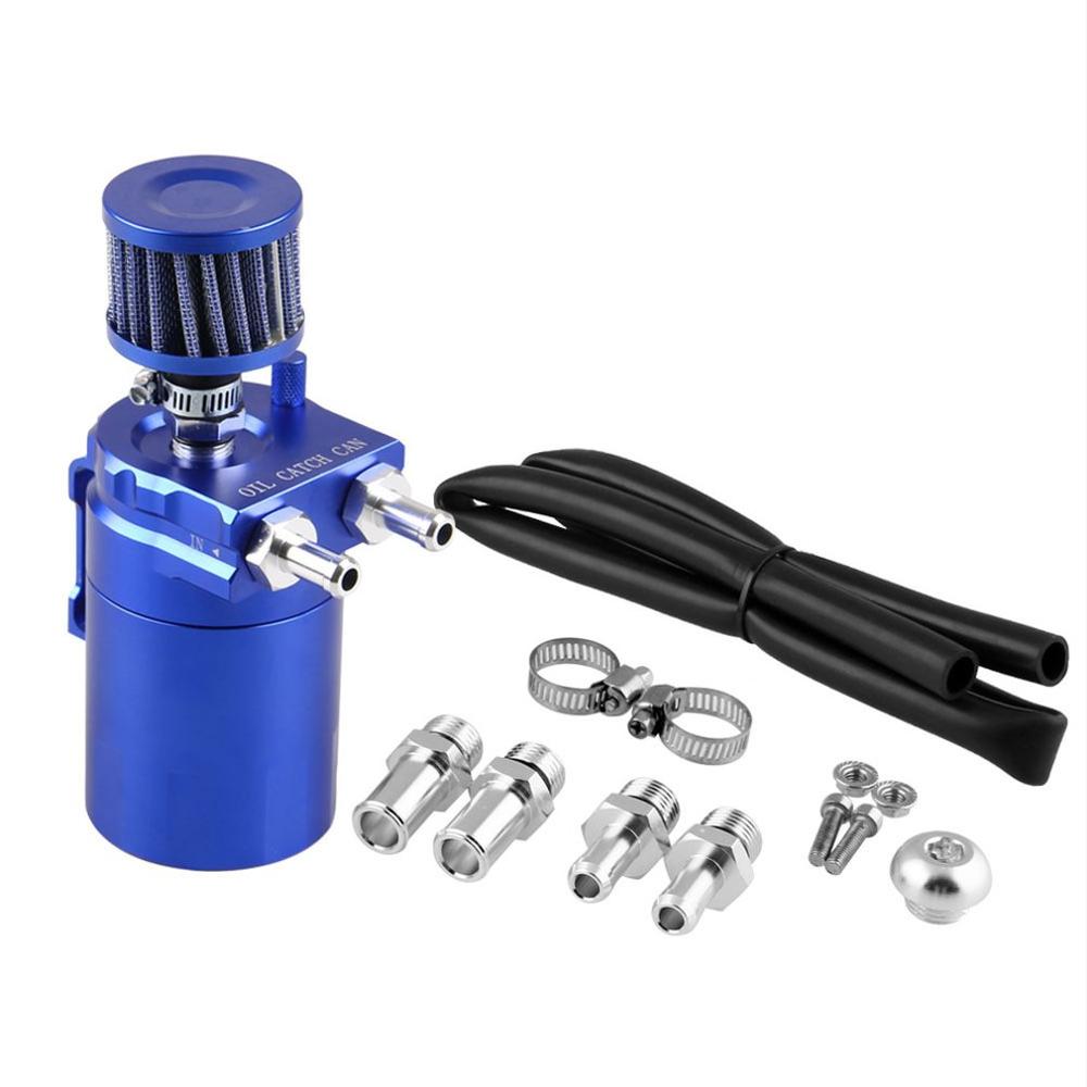Universal 300ML Aluminum Car Engine Oil Catch Can Kit Air Oil Separator Tank Cylinder Baffled Reservoir: Blue