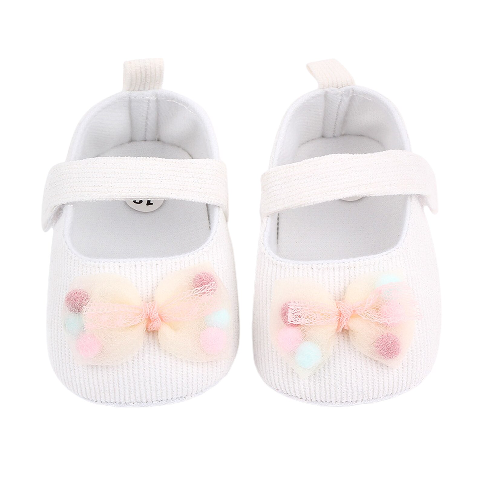 Girl's Solid Princess Shoes Soft Anti-Slip Flats Sole Baby Shoes with Bowknot Decoration 0-18M Baby First Walkers Shoes: White / 0-6 Months