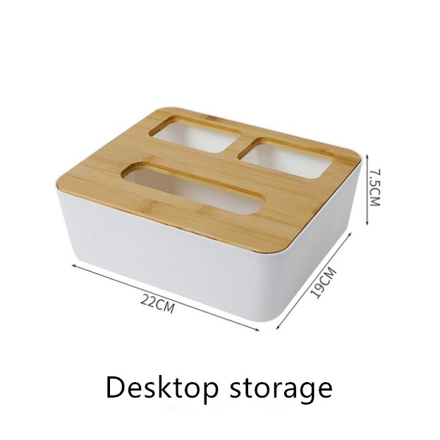Bamboo wood tissue box simple living room household paper box napkin box remote control storage box roll tray: Desktop storage