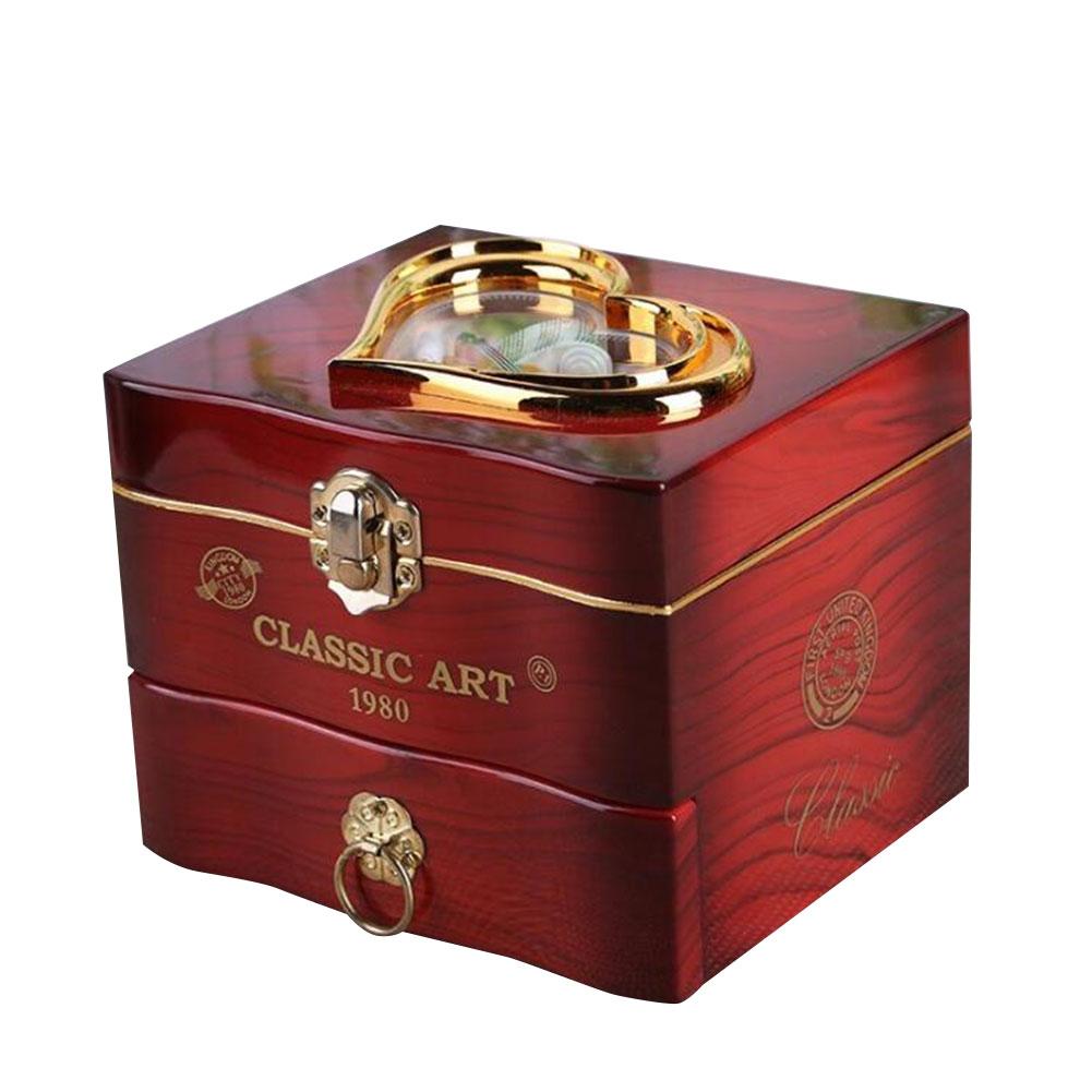 Innovative Jewelry Box Music Box DIY Ornament Organizer Rotating Dancing Girl Necklace Drawer Cutlery Storage Box: Red