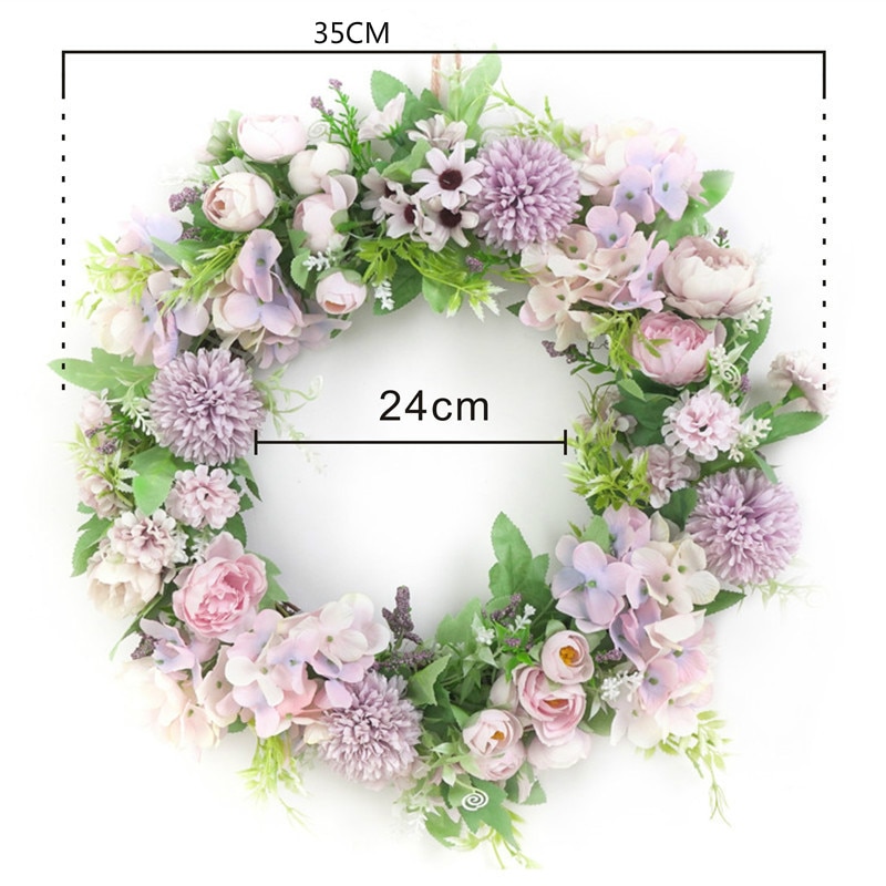 Kunstig krans dør dekoration blomster arrangement kranse dekoration bryllup hængende forår krans ring rundt hjem indretning