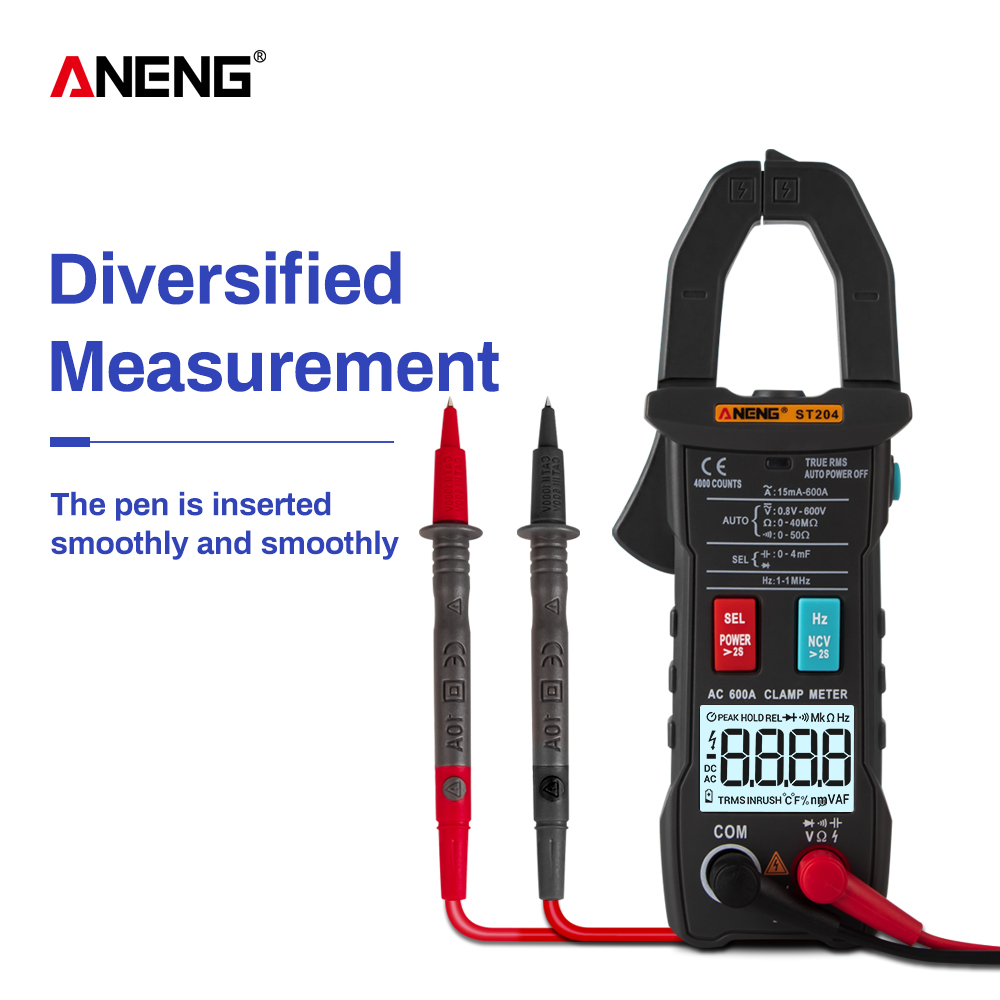 True Rms Mini Digitale Klem Meter Ac/Dc Stroom Spanning Auto Range Capaciteit Frequentie Diode Power Meter Test: Black
