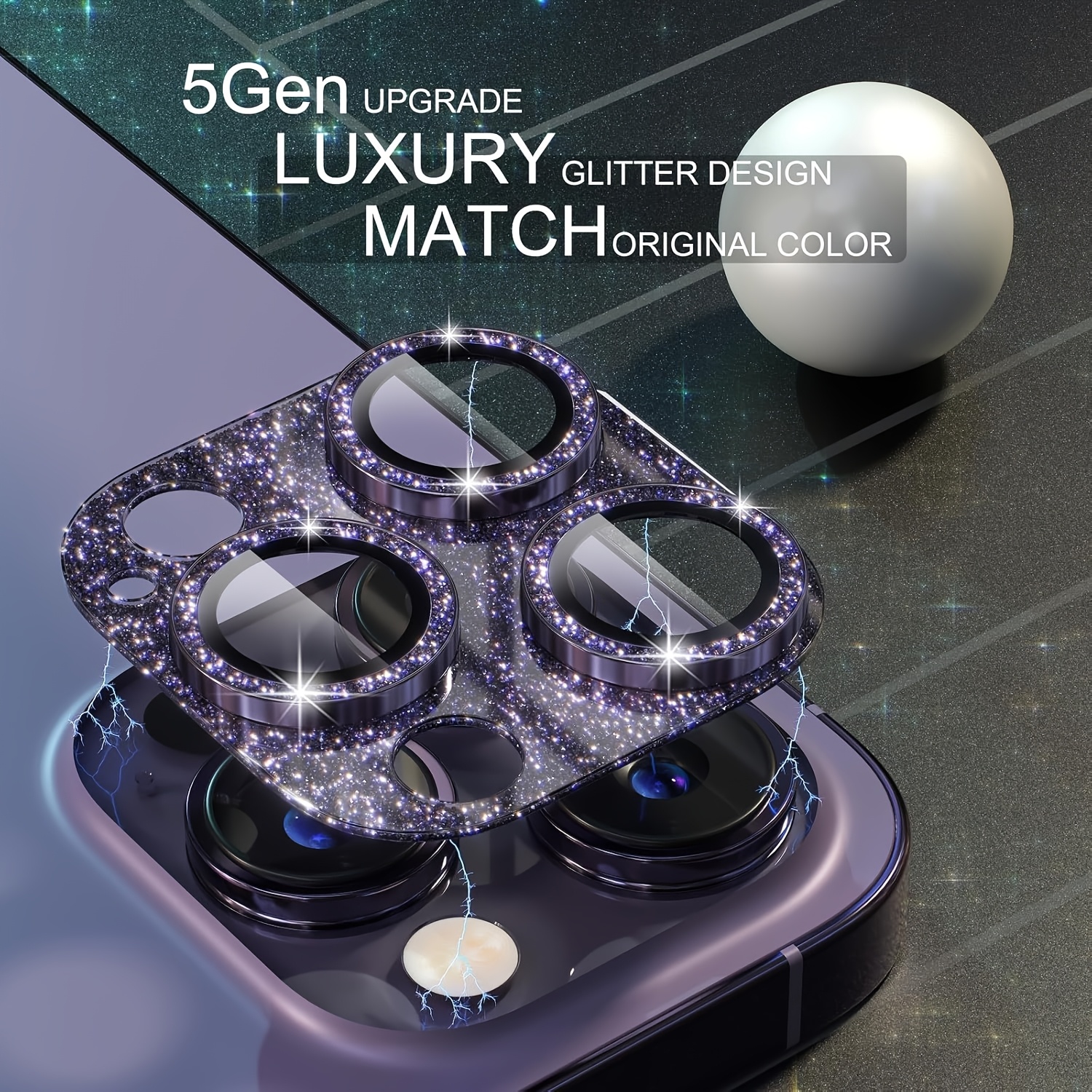 1 szt. Brokatowo-fioletowa osłona obiektywu aparatu robić iPhone 16/15/14/plus/zawodowiec/zawodowiec Max, szkło hartowane o twardości 9H, zarysowania,