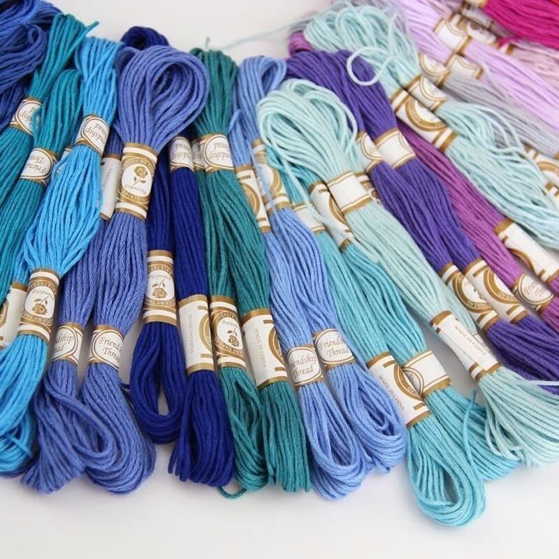 50/100 pcs Random Color embroidery DIY Silk Line Branch Threads Similar Dmc Thread Floss Skein Cross Stitch Thread