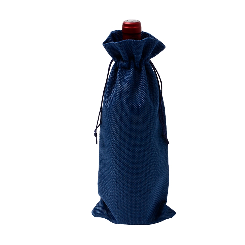 2pcs Red Wine Bottle Cover Wine Packaging Reusable Bottle Wrap Bag (Deep Wine Red and Dark Blue)