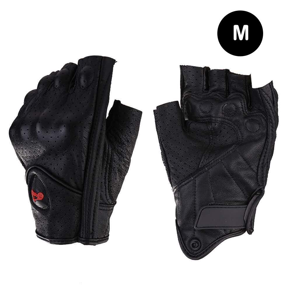 Motorcycle Gloves Leather Summer Breathable Half Finger Gloves Unisex Mitt Fingerless Glove For Men Women Scooter Moto Mitten