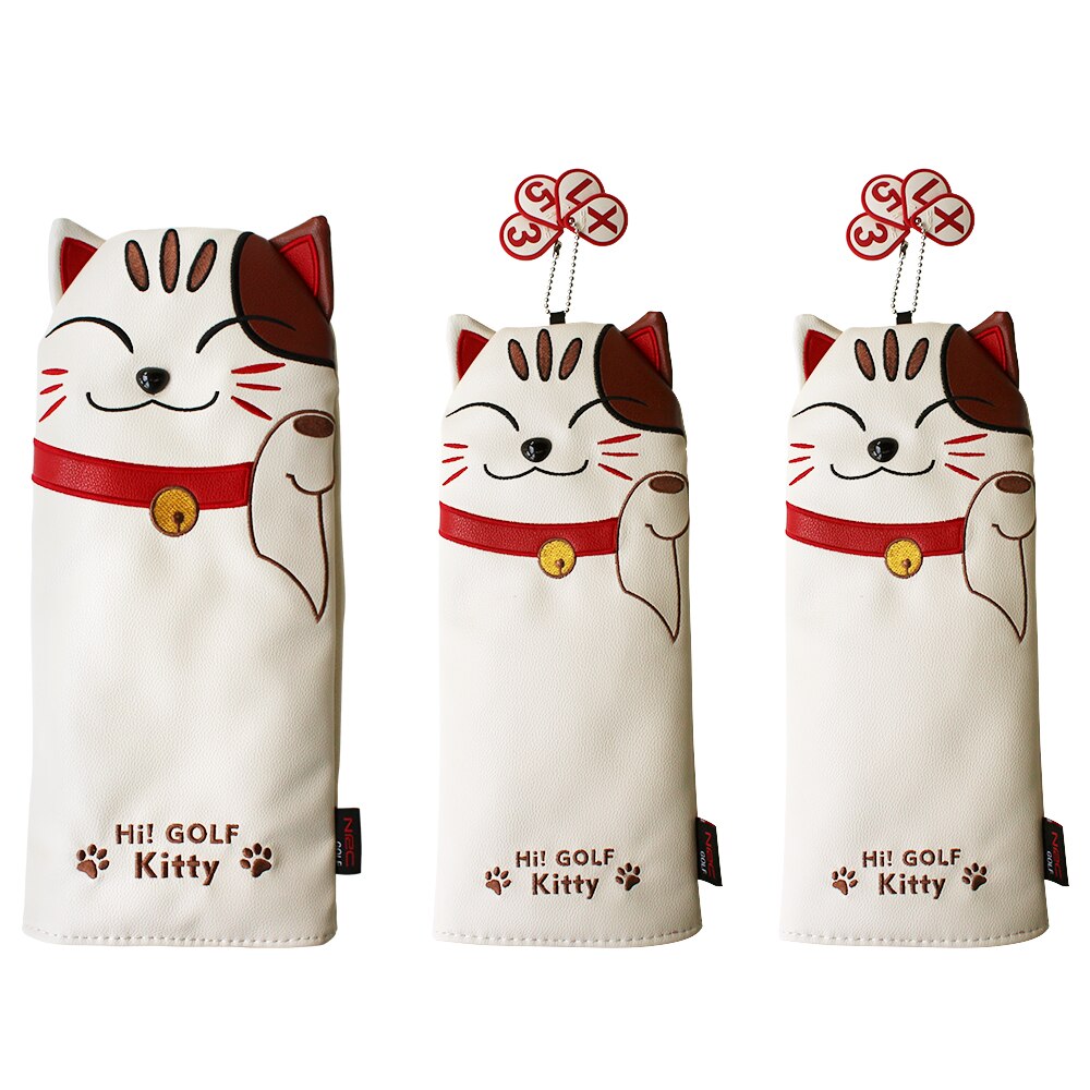 Golf Headcover Lucky Cat Golf Head Cover for Driver Fairway Hybrid Putter PU Leather Protector Magnetic Closure: 1 set 135