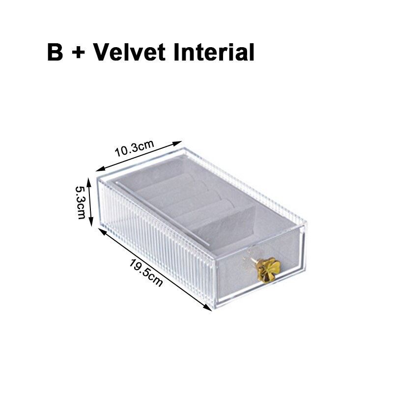 Vanity Clear Makeup Organizer Drawers Stackable Skin Care Products Cosmetic Display Beauty Case Cotton Pad Jewelry Storage Box: B with velvet