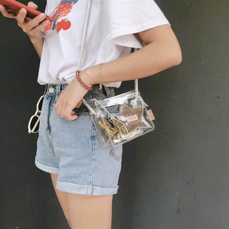 ZA Jelly Kids Bag Girls Transparent Star Plastic TPU Material Messenger Bag Lady Shoulder Bag