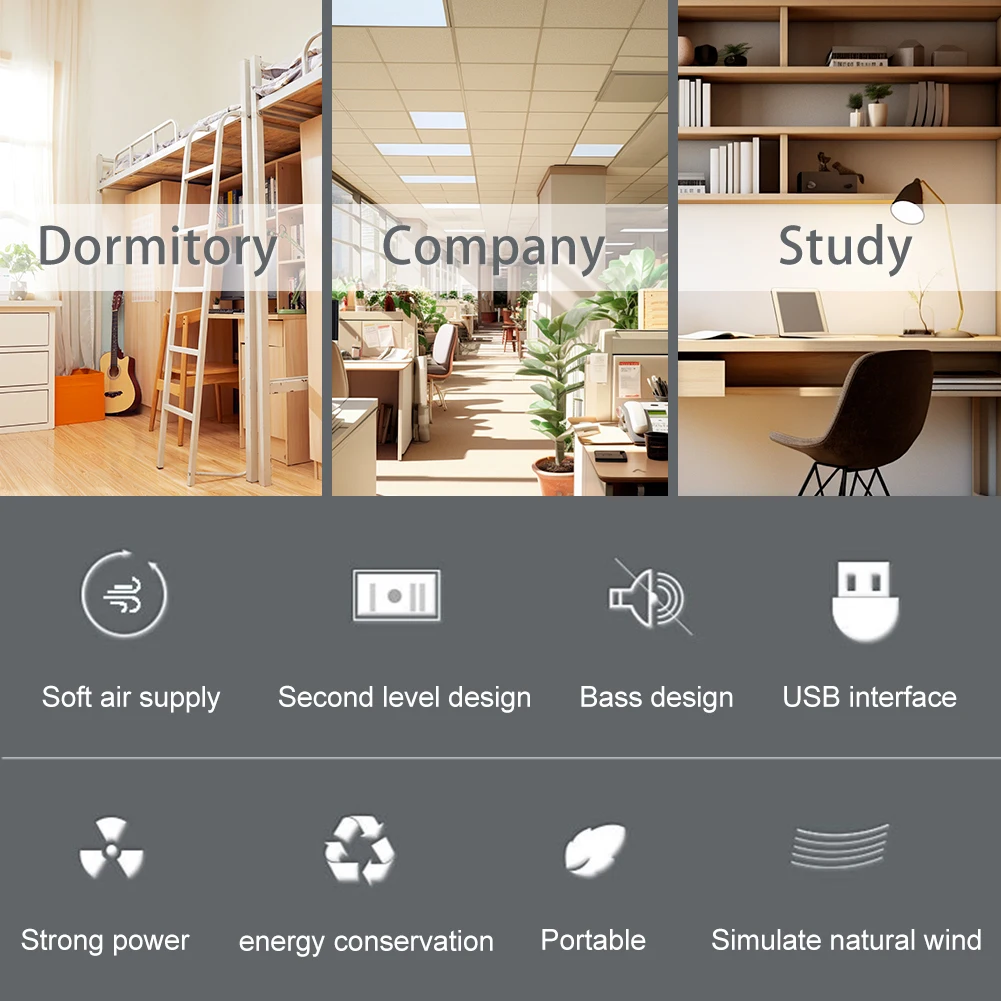 Wentylator wieżowy doprowadziło Bezłopatkowy wentylator chłodzący 2-biegowy mini pionowy klimatyzator Przenośny wentylator wieżowy USB robić domowego biura