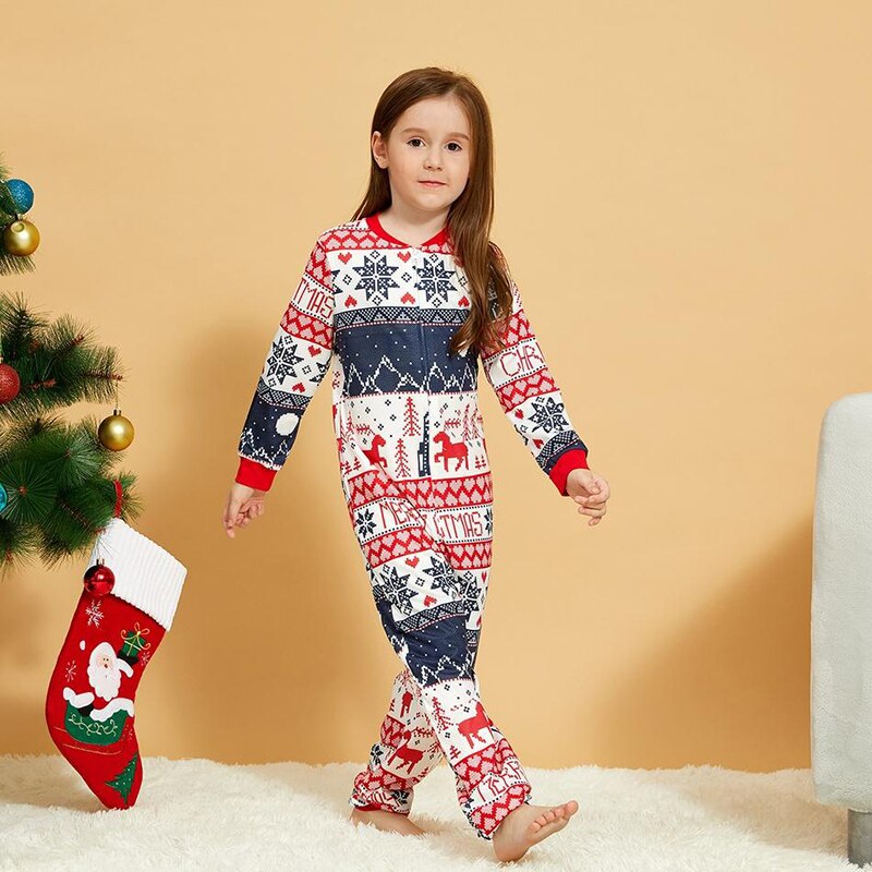 Kerst Onesi Nachtkleding Jumpsuit Rendier Sneeuwvlok Geometrische Festival Familie Bijpassende Onsie Pyjama Casual Nachtkleding Homewear
