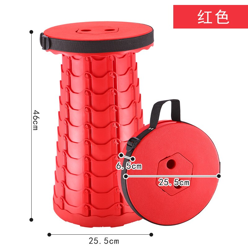 Plastic Stool Folding Stool Portable Outdoor Adjustable Telescopic Stool Net Red Train Subway Stool Giveaway: red
