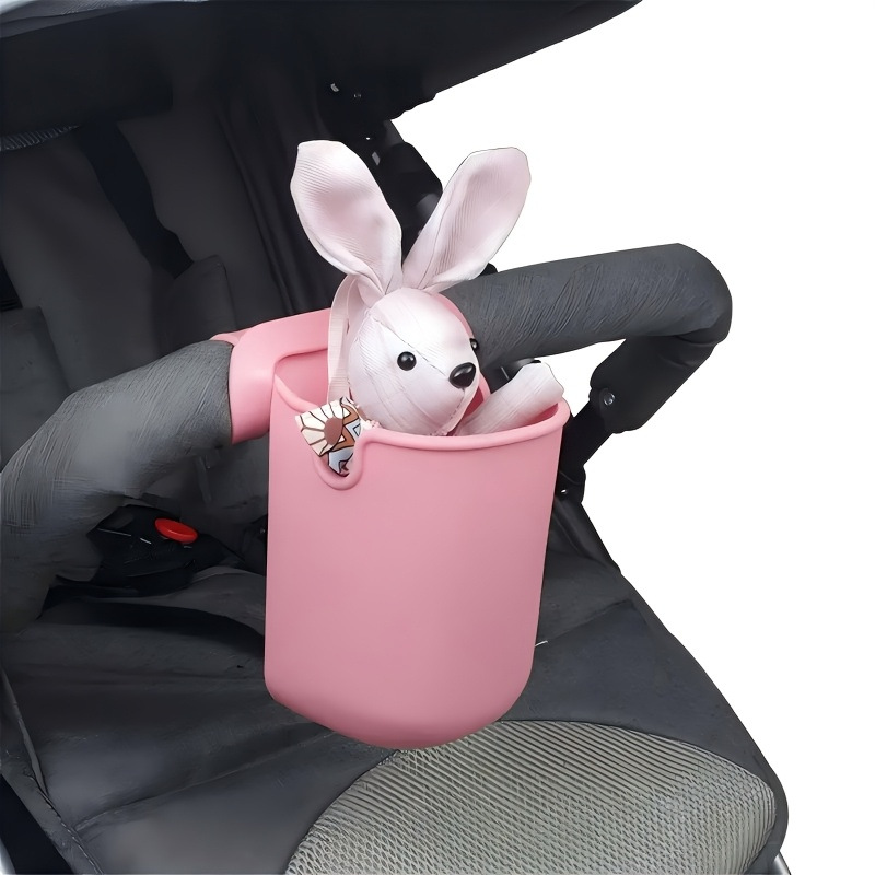 Universal Stroller Cup Holder Silicone Pram Cup Holders Bottle Phone Organizers Portable Wheelchair Bicycle Bottle Storage Bag