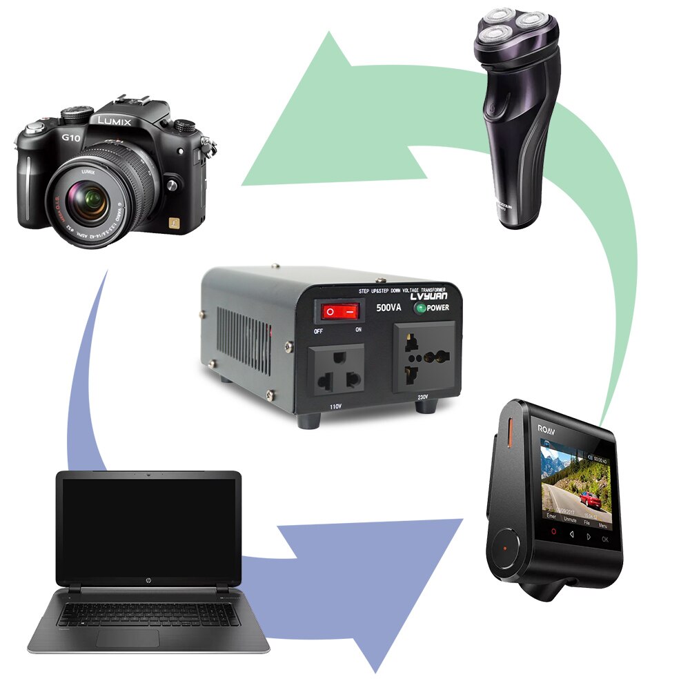 Zwart 500W Transformator Power Converter(220V Tot 110V, 110V Tot 220V) step Up/Down Converter 110/120 Volt - 220/240 Volt