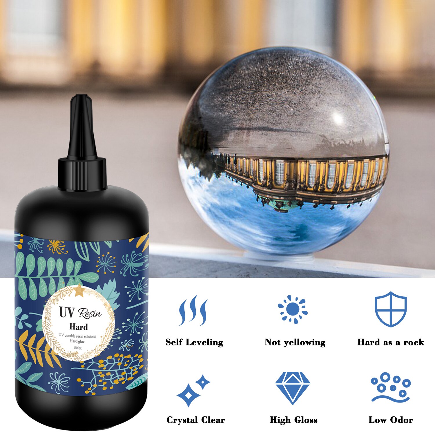 Hard UV Resin Glue Crystal Clear Ultraviolet Curing Epoxy Resin UV Glue Solar Cure Sunlight Activated DIY Jewelry Making Tools