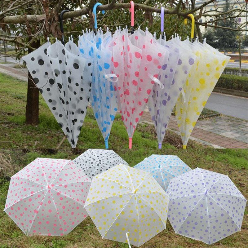 Coloré Transparent automatique pluie parapluie dôme fête de mariage faveur étanche joli point clair/arc-en-ciel parapluie couleur aléatoire