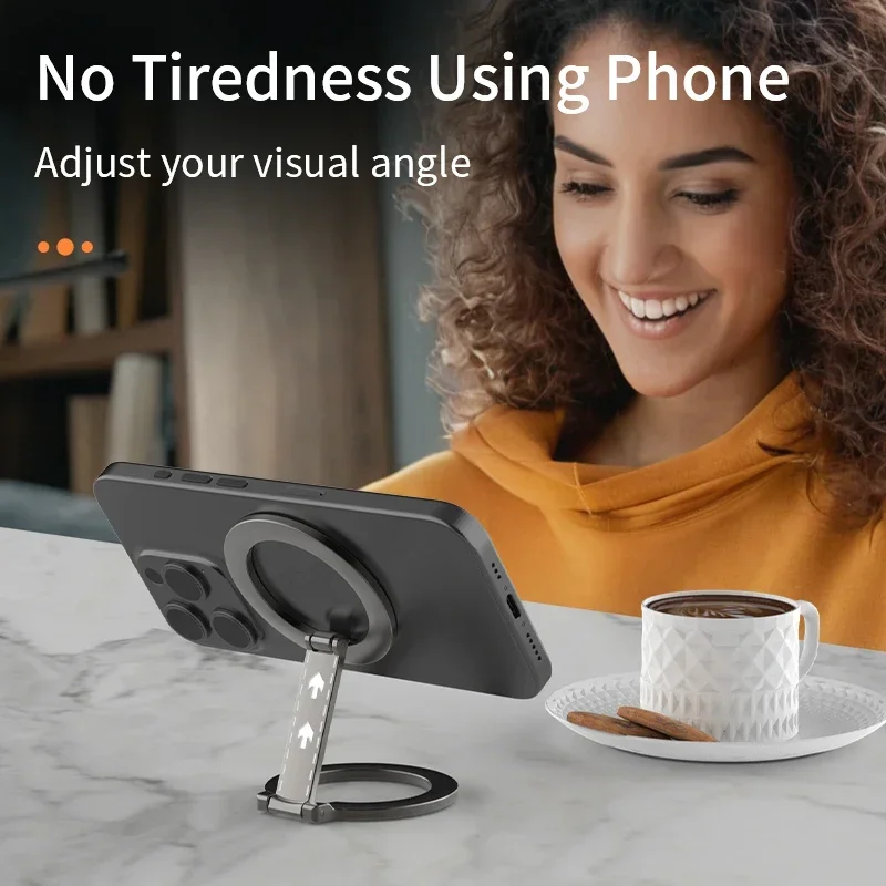 Anneau de support de téléphone magnétique Double face, pour béquille MagSafe, poignée magnétique pour iPhone 16 15 14 pour Huawei Xiaomi
