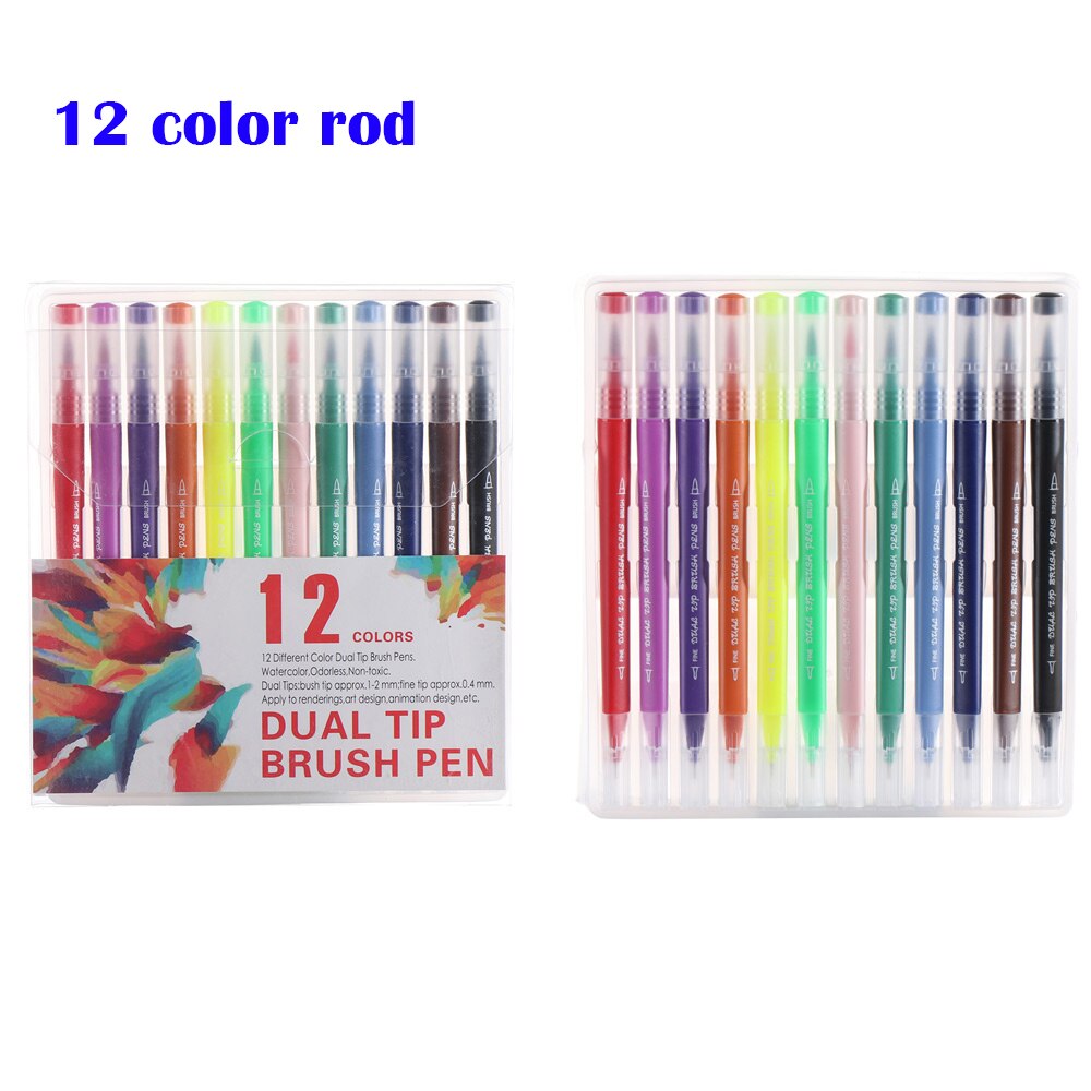 12/18/24/36/48/72/100Pcs/Pack Colors Double-Headed Watercolor Pen Color Marker Set Hook Line Pen Art Marker Pens School Supplies: 17