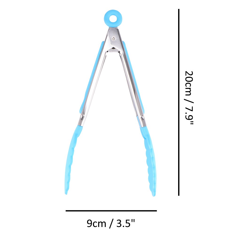 Pinzas de silicona para comida, acero inoxidable, antideslizantes, para cocina, barbacoa, utensilios para ensalada, accesorios de cocina